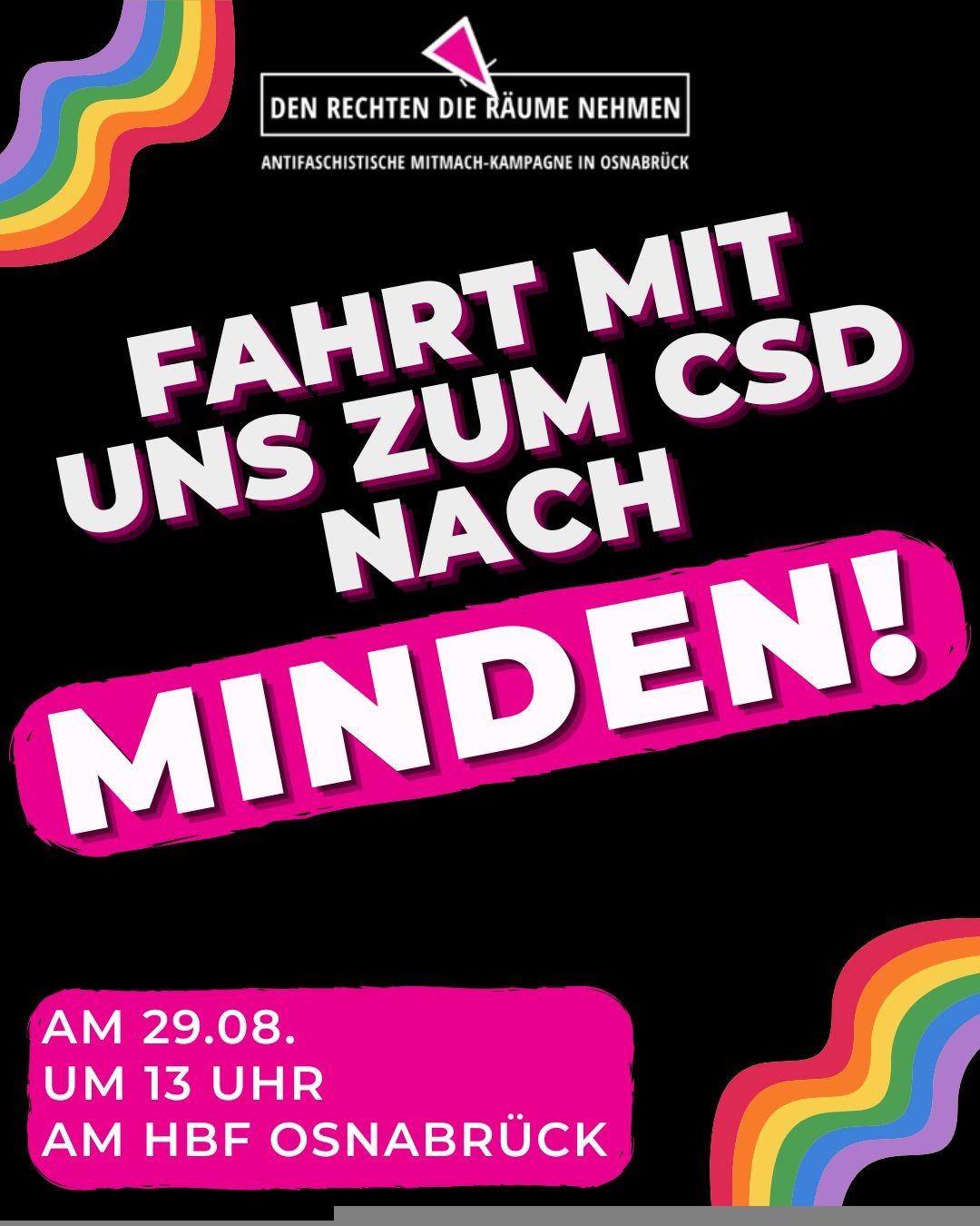 Fahrt mit uns zum CSD nach Minden